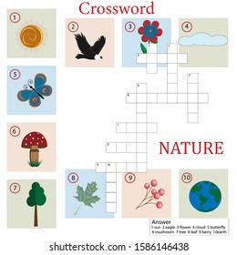 Crossword Puzzle Children On Theme Nature Stock Vector (Royalty Free ...