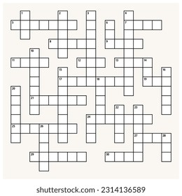 Crossword puzzle game template. Puzzle game blank vector graphic.