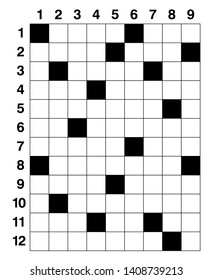 Crossword puzzle game vector.  Puzzle square crossword template 