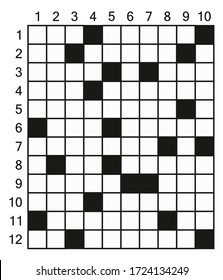 Crossword puzzle game vector.  Puzzle square crossword (10x12) template 