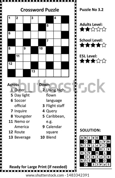 Crossword Puzzle Grid Clues Solution Classic Stock Vector Royalty Free 1483342391