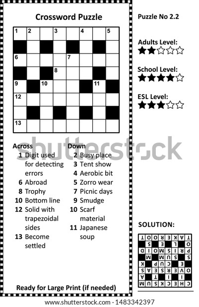 Crossword Puzzle Grid Clues Solution Classic: vector de stock (libre de