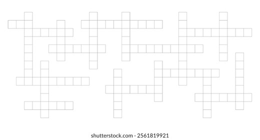 Crossword puzzle grid with empty boxes. Flat vector illustration for quiz and brain games.