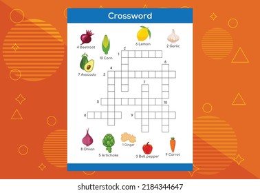 Crossword puzzle for kids. Educational game for children. worksheet for preschool kids