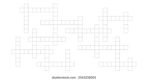 Crossword puzzle pattern with empty word boxes. Flat vector design for newspaper and web.