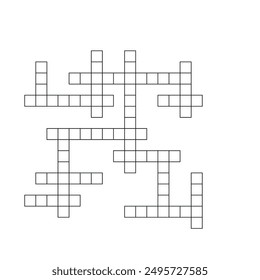 Crossword puzzle template with blank word grid. pattern for newspaper crosswords game. Flat vector illustration isolated on white background.