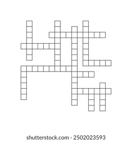 Crossword puzzle template with blank word grid. pattern for newspaper crosswords game. Flat vector illustration isolated on white background.