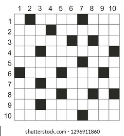 Crossword Puzzle Vector. 10 X 10 Square Puzzle Template For Magazine And Newspaper