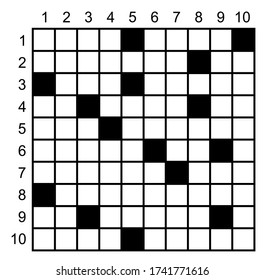 Crossword puzzle vector. 10 X 10 Square puzzle template for magazine and newspaper