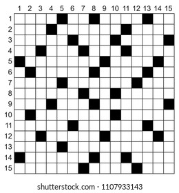Crossword puzzle vector. 15x15 Square puzzle template for magazine and newspaper. 
