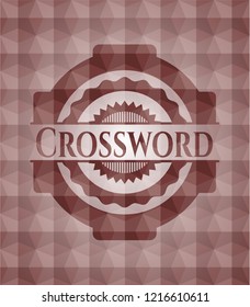 Crossword red badge with geometric background. Seamless.