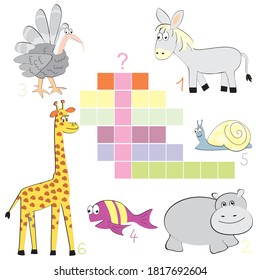crossword, spring, vector illustration of animals