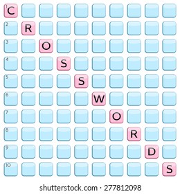 Crossword template (10 by 10 cell grid) vector illustration