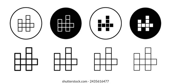 Conjunto de iconos de vector de crucigrama. Icono plano Contorno de crucigrama.