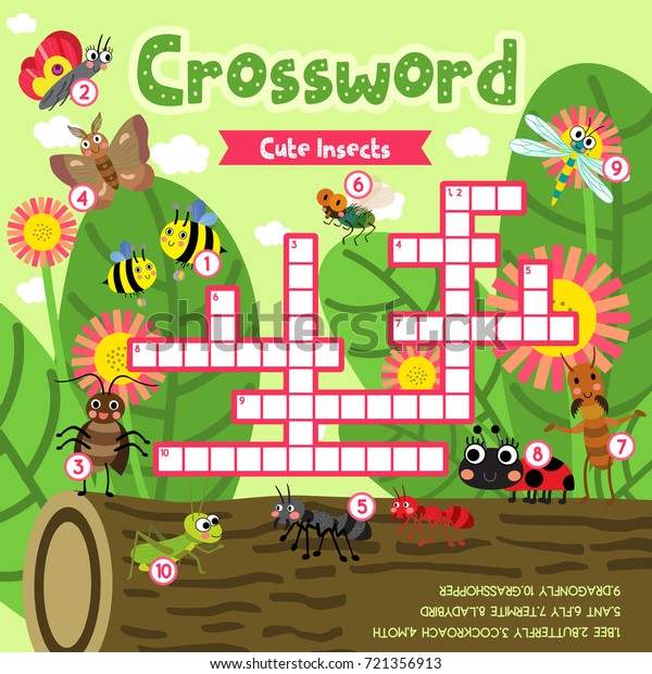 Crosswords Puzzle Game Insect Bug Animals Stock Vector (Royalty Free ...