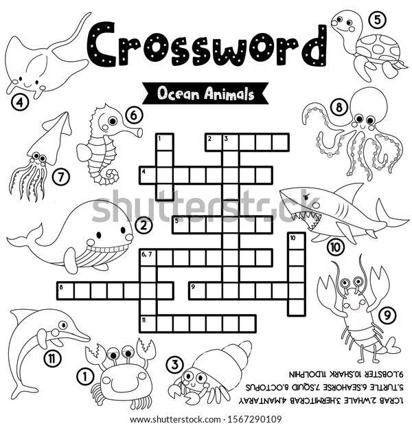 crosswords puzzle game ocean animals preschool stock vector royalty free 1567290109