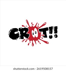 Crot writing decorated with water droplets with eye motif. This can be used as a graphic design