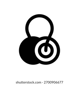 Crotais. Ícone de vetor de traçado com contorno e detalhes preenchidos em preto.