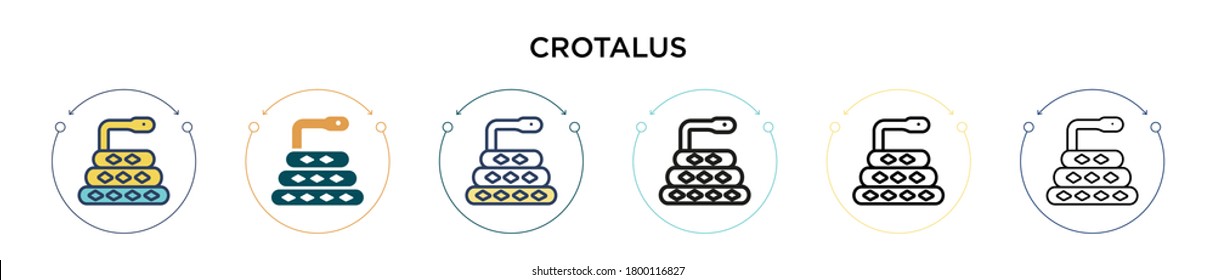 Crotalus icon in filled, thin line, outline and stroke style. Vector illustration of two colored and black crotalus vector icons designs can be used for mobile, ui, web