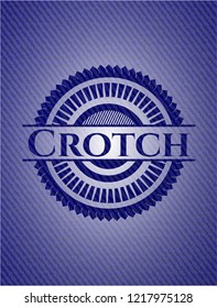 Crotch badge with denim background
