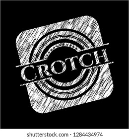 Crotch chalkboard emblem on black board