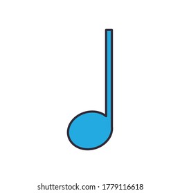 crotchet note line and fill style icon design, Music sound melody song musical art and composition theme Vector illustration
