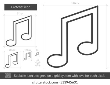 Crotchet vector line icon isolated on white background. Crotchet line icon for infographic, website or app. Scalable icon designed on a grid system.