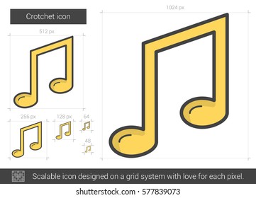 Crotchet vector line icon isolated on white background. Crotchet line icon for infographic, website or app. Scalable icon designed on a grid system.