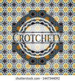 Crotchety arabic style badge. Arabesque decoration.