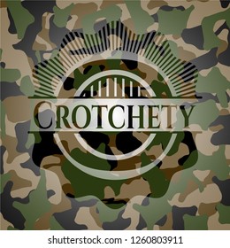 Crotchety camouflaged emblem