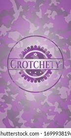 Crotchety pink on camo pattern. Vector Illustration. Detailed.