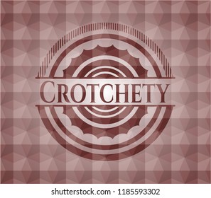 Crotchety red badge with geometric background. Seamless.
