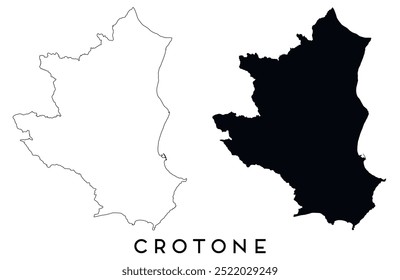 Crotone map outline and black silhouette vector