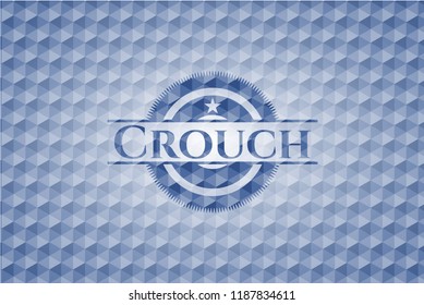 Crouch blue badge with geometric background.