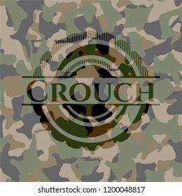 Crouch on camouflage texture