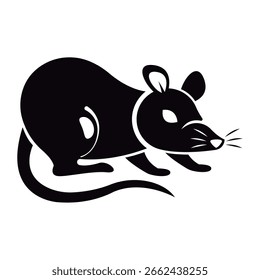 Icono de ratón negro agachado. Ilustración vectorial