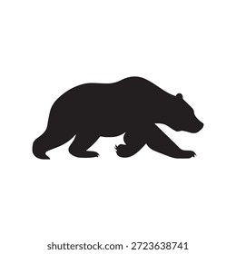 Crouching Bear Silhouette – Dynamic Wildlife Vector for Logos, Motion, and Nature Themes