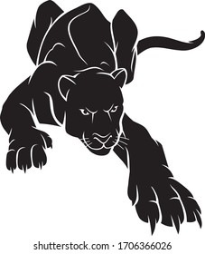 Crouching Black Panther Ink, Full Length Silhouette