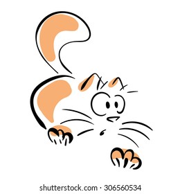 Crouching cat. Hunting cat. Vector illustration.