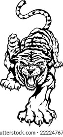 Crouching Tiger Mascot Vector Illustration