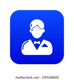 Croupier icon blue vector isolated on white background