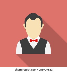 Croupier icon. Modern Flat style with a long shadow