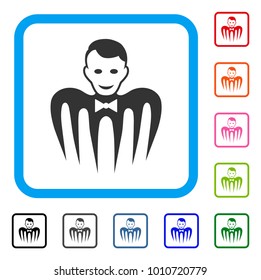 Croupier Monster icon. Flat gray iconic symbol in a blue rounded rectangle. Black, gray, green, blue, red, orange color variants of croupier monster vector.
