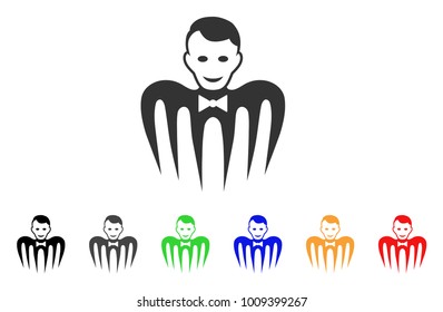Croupier Monster icon. Vector illustration style is a flat iconic croupier monster symbol with grey, yellow, green, blue, red, black color versions. Designed for web and software interfaces.