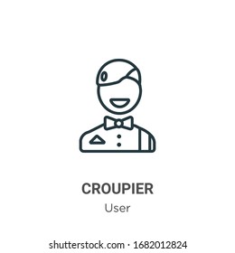 Icono de vector de contorno de cupier. Icono de grupier negro de línea delgada, ilustración de elemento simple vector plano del concepto de usuario editable trazo aislado en fondo blanco