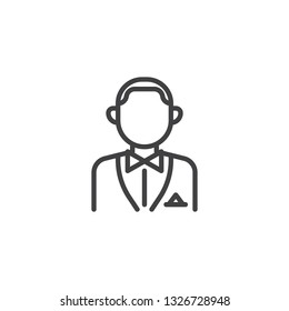 Croupier person line icon. linear style sign for mobile concept and web design. Casino worker outline vector icon. Faceless people avatar symbol, logo illustration. Pixel perfect vector graphics