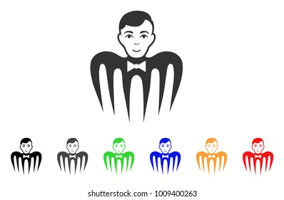 Croupier Spectre Monster icon. Vector illustration style is a flat iconic croupier spectre monster symbol with gray, yellow, green, blue, red, black color versions.