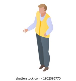 Croupier yellow vest icon. Isometric of croupier yellow vest vector icon for web design isolated on white background