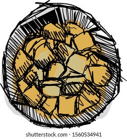 Croutons, illustration, vector on white background.