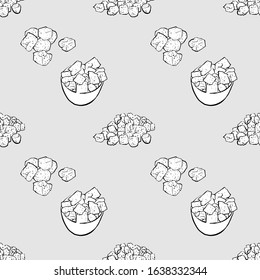 Croutons seamless pattern greyscale drawing. Useable for wallpaper or any sized decoration. Handdrawn Vector Illustration